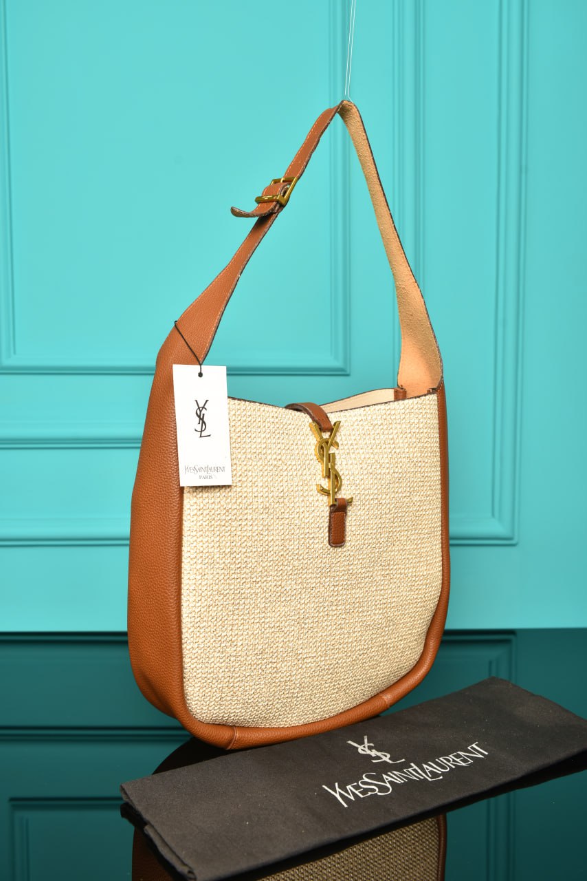 YS - Le 5 A 7 Supple Small in Raffia and Leather