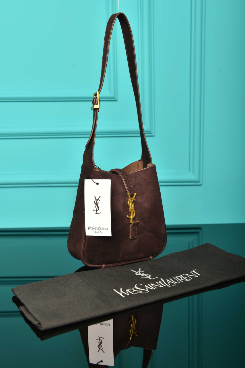 YS - Le 5 A 7 Micro Made of Grained Leather Bag in Suede