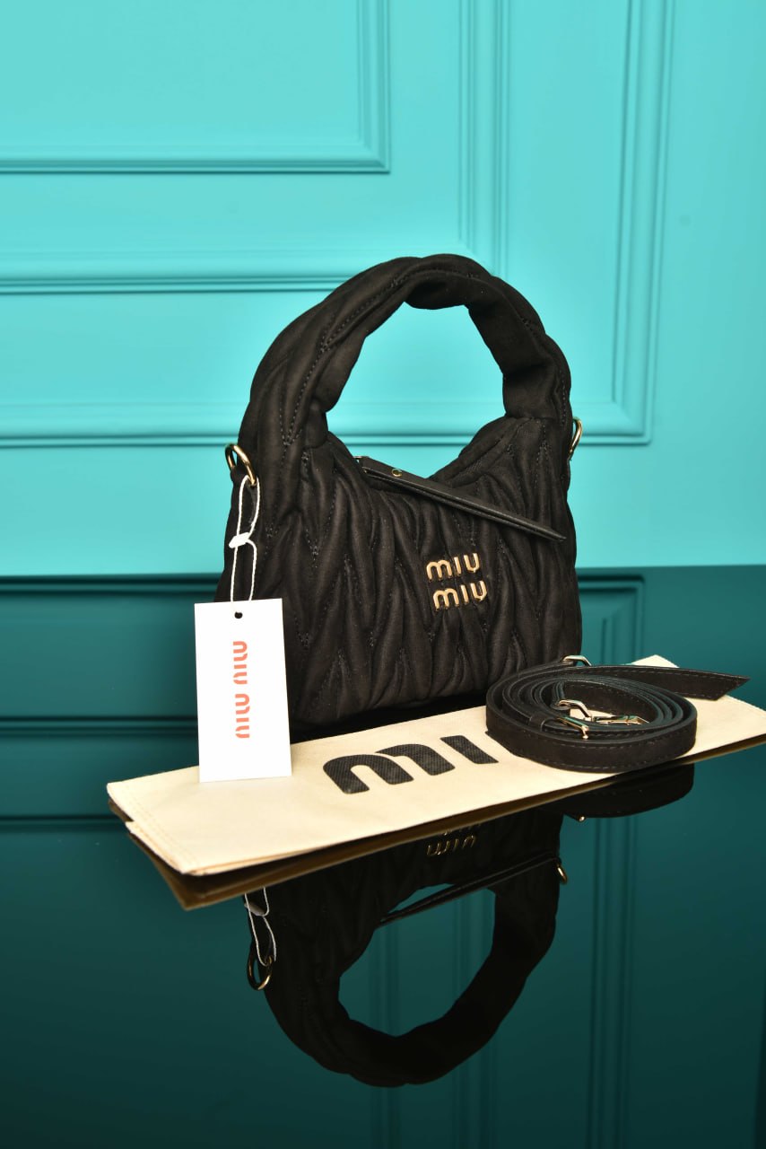 MM - Wander Matelasse Nappa Leather Hobo Mini Bag in Suede