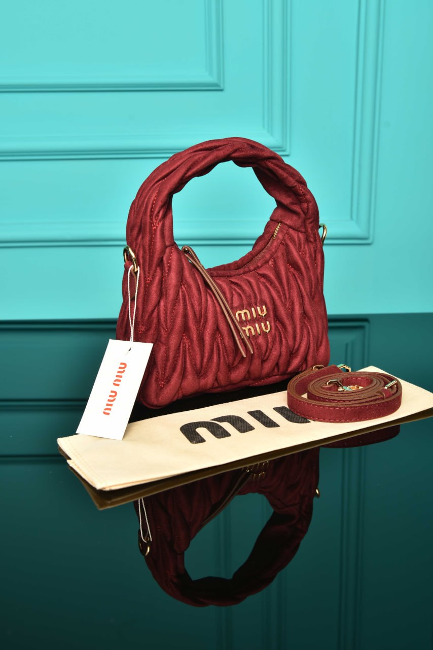 MM - Wander Matelasse Nappa Leather Hobo Mini Bag in Suede