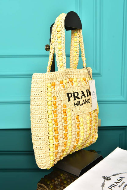 PR - Wood Bead Embroidered Logo Tote Bag