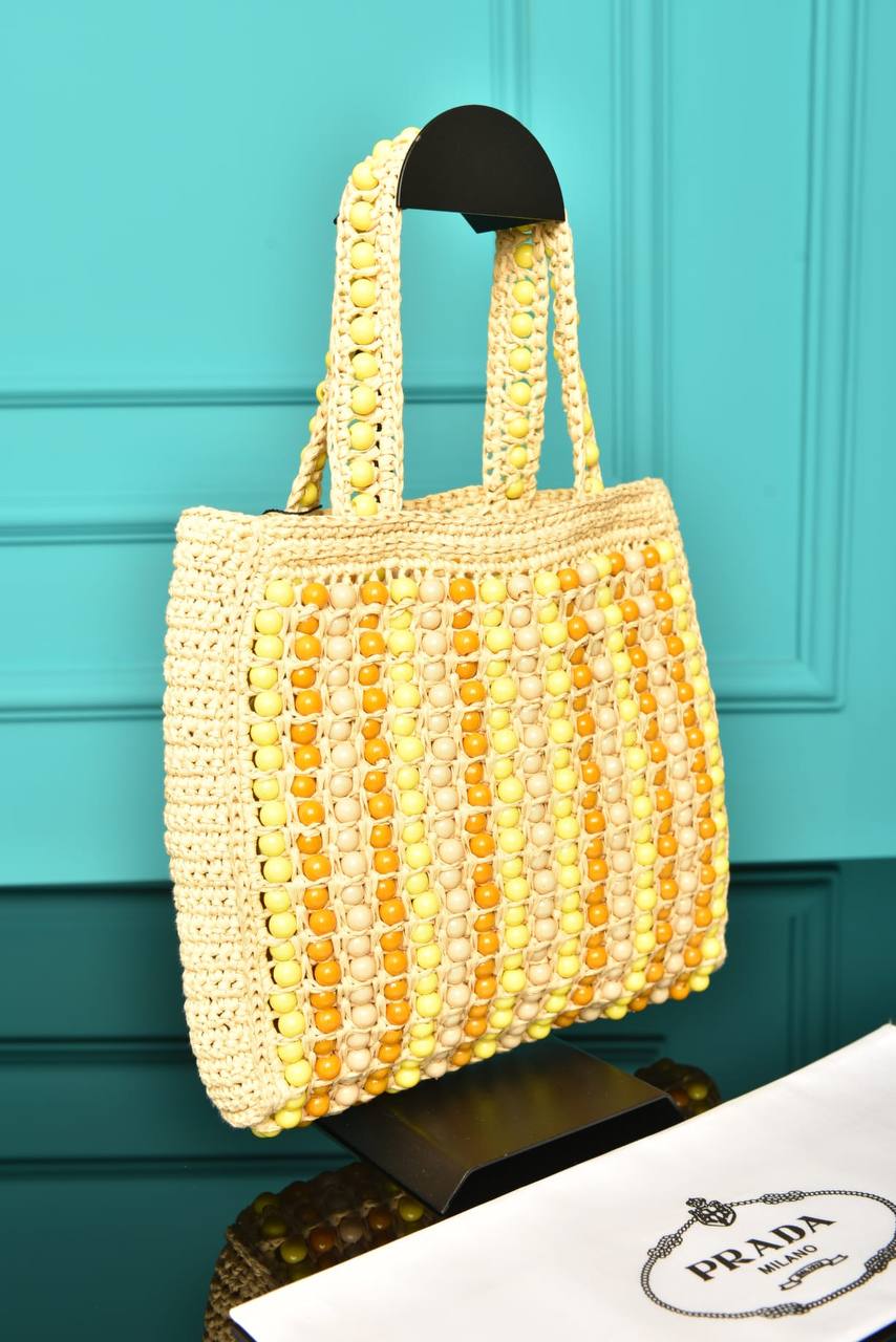 PR - Wood Bead Embroidered Logo Tote Bag