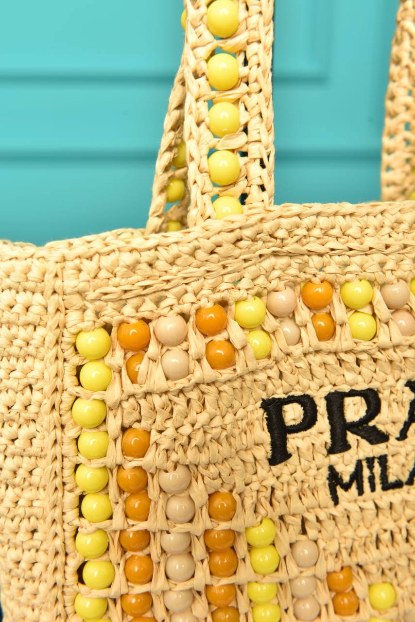 PR - Wood Bead Embroidered Logo Tote Bag