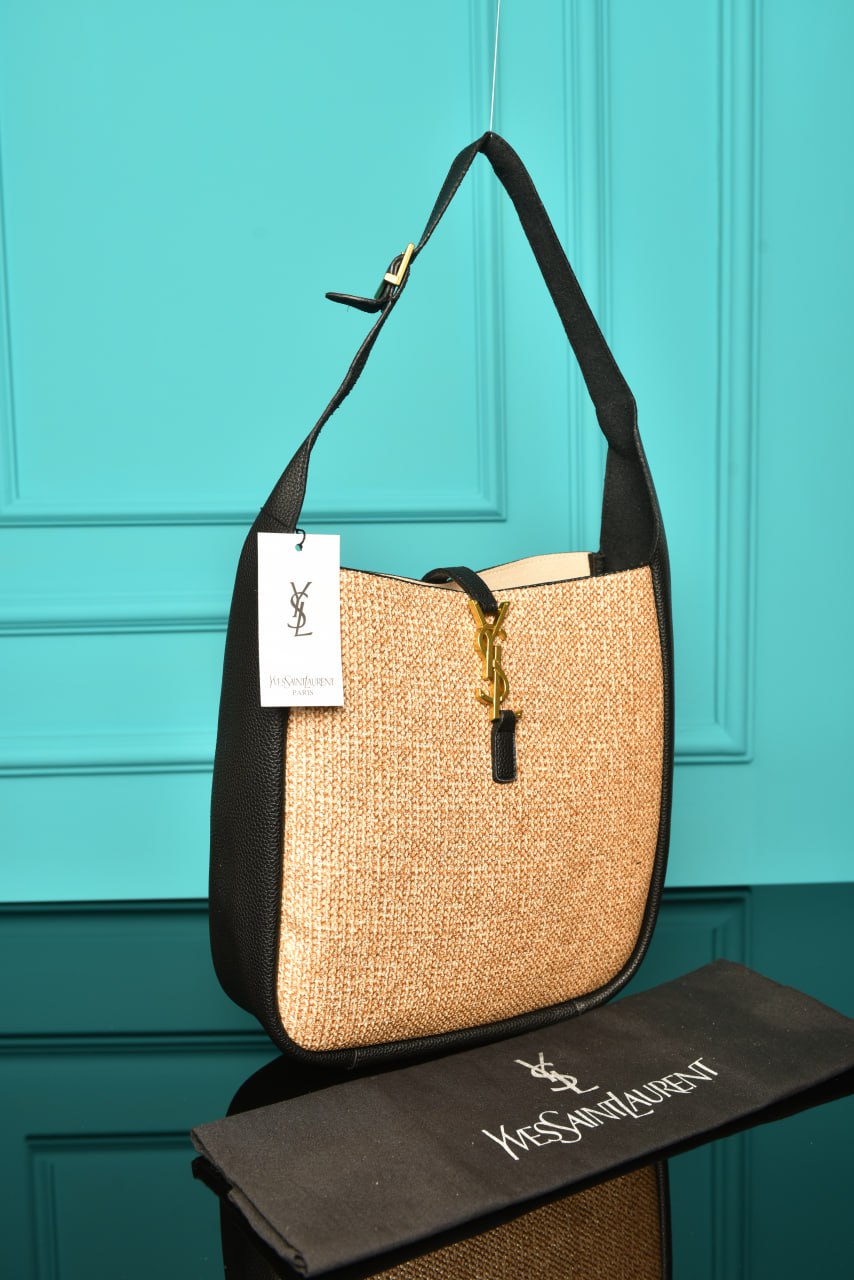 YS - Le 5 A 7 Supple Small in Raffia and Leather