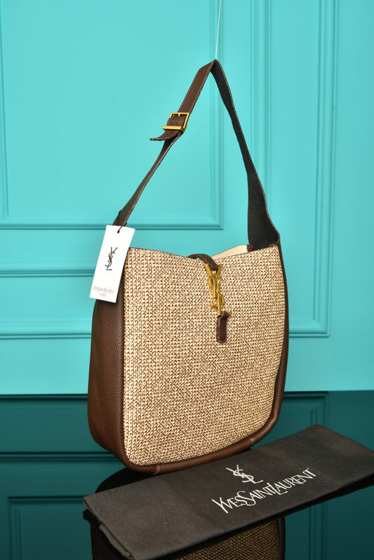 YS - Le 5 A 7 Supple Small in Raffia and Leather