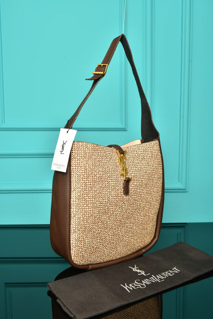 YS - Le 5 A 7 Supple Small in Raffia and Leather