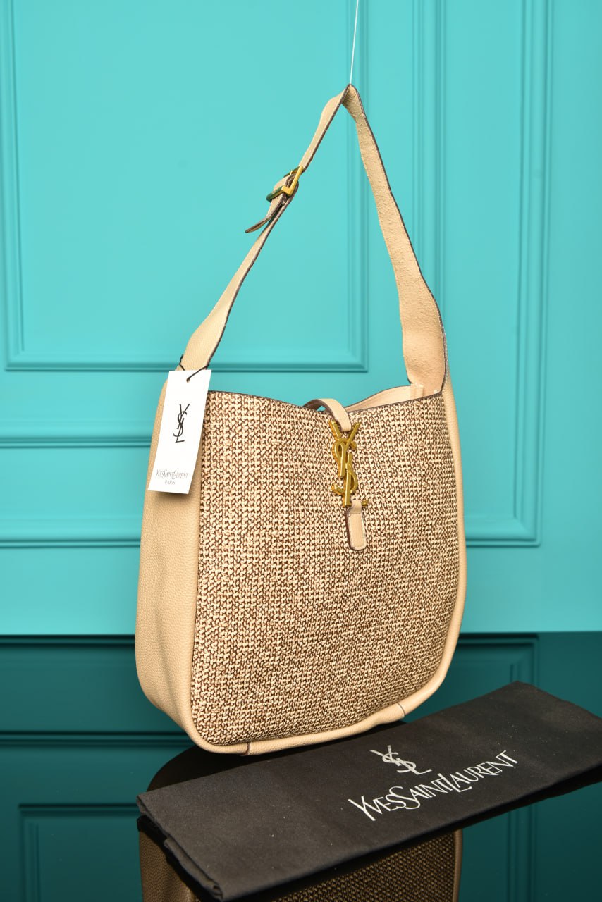 YS - Le 5 A 7 Supple Small in Raffia and Leather