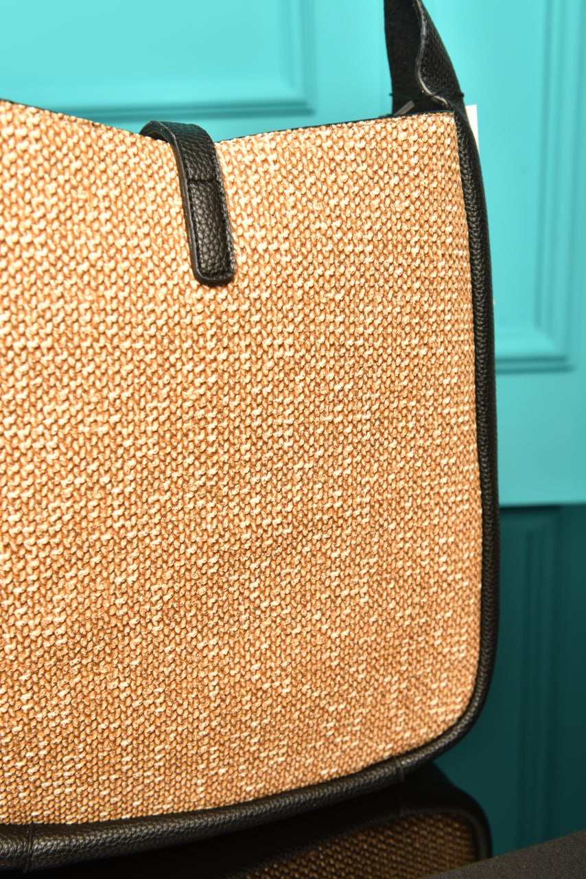 YS - Le 5 A 7 Supple Small in Raffia and Leather
