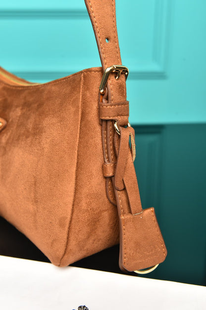 PR - Aimee Medium Leather Shoulder Bag in Suede