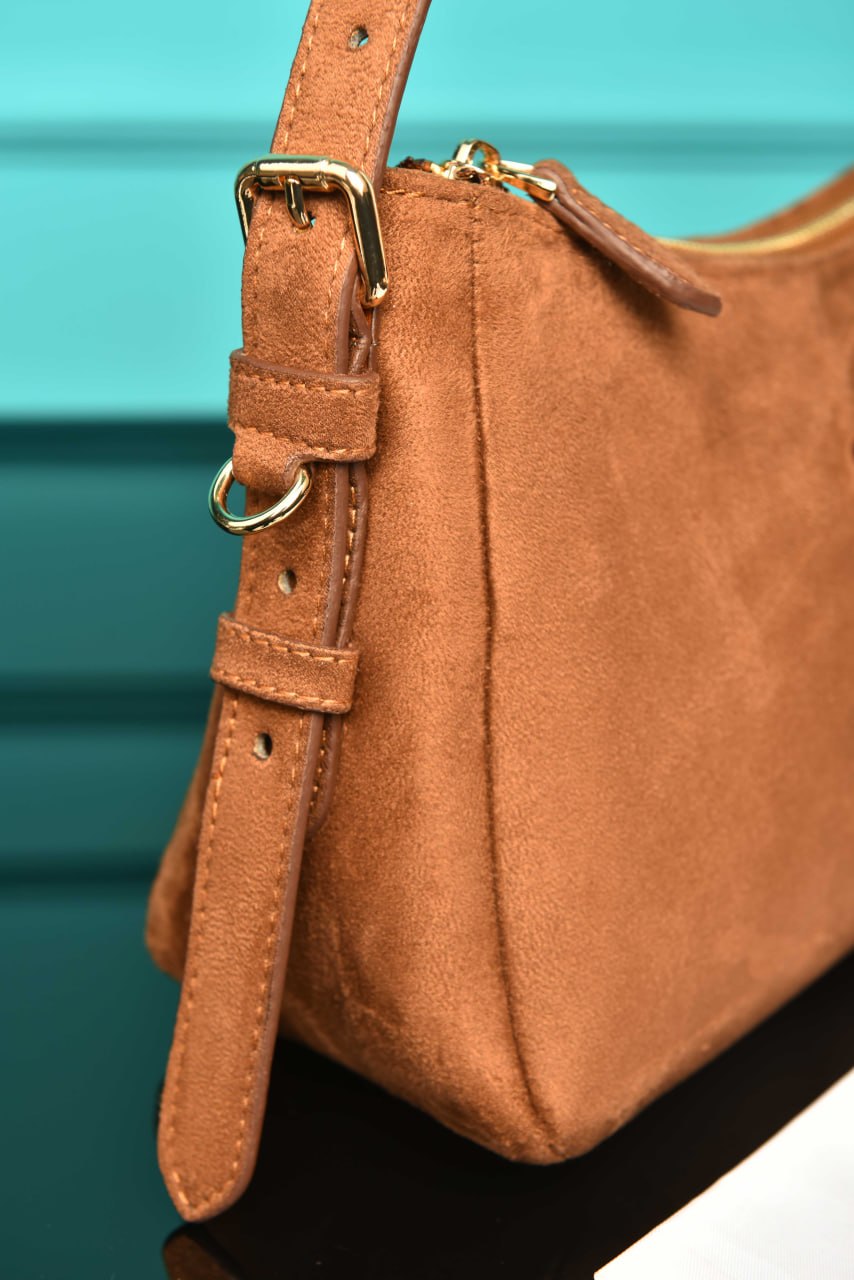 PR - Aimee Medium Leather Shoulder Bag in Suede