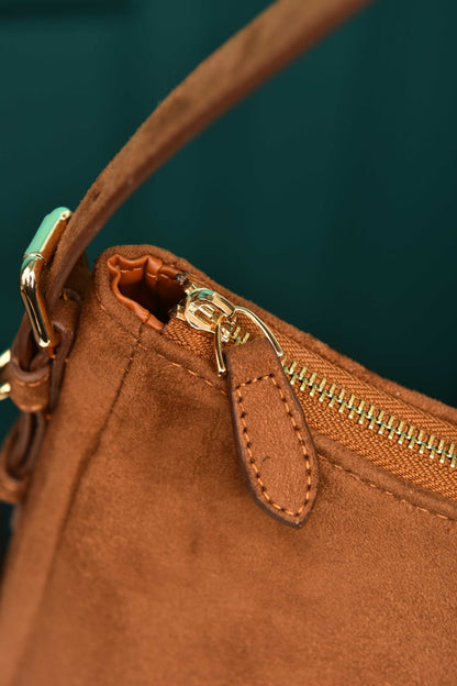 PR - Aimee Medium Leather Shoulder Bag in Suede