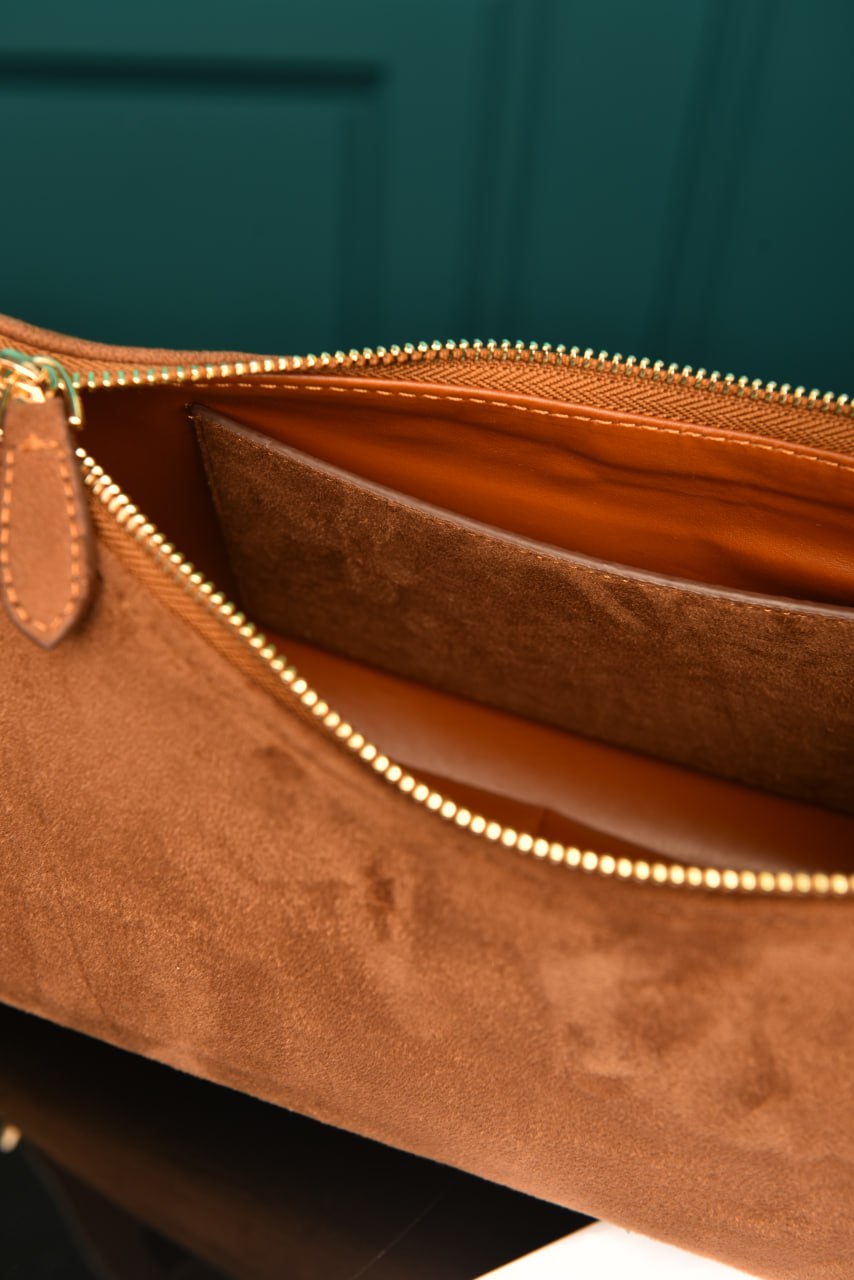 PR - Aimee Medium Leather Shoulder Bag in Suede