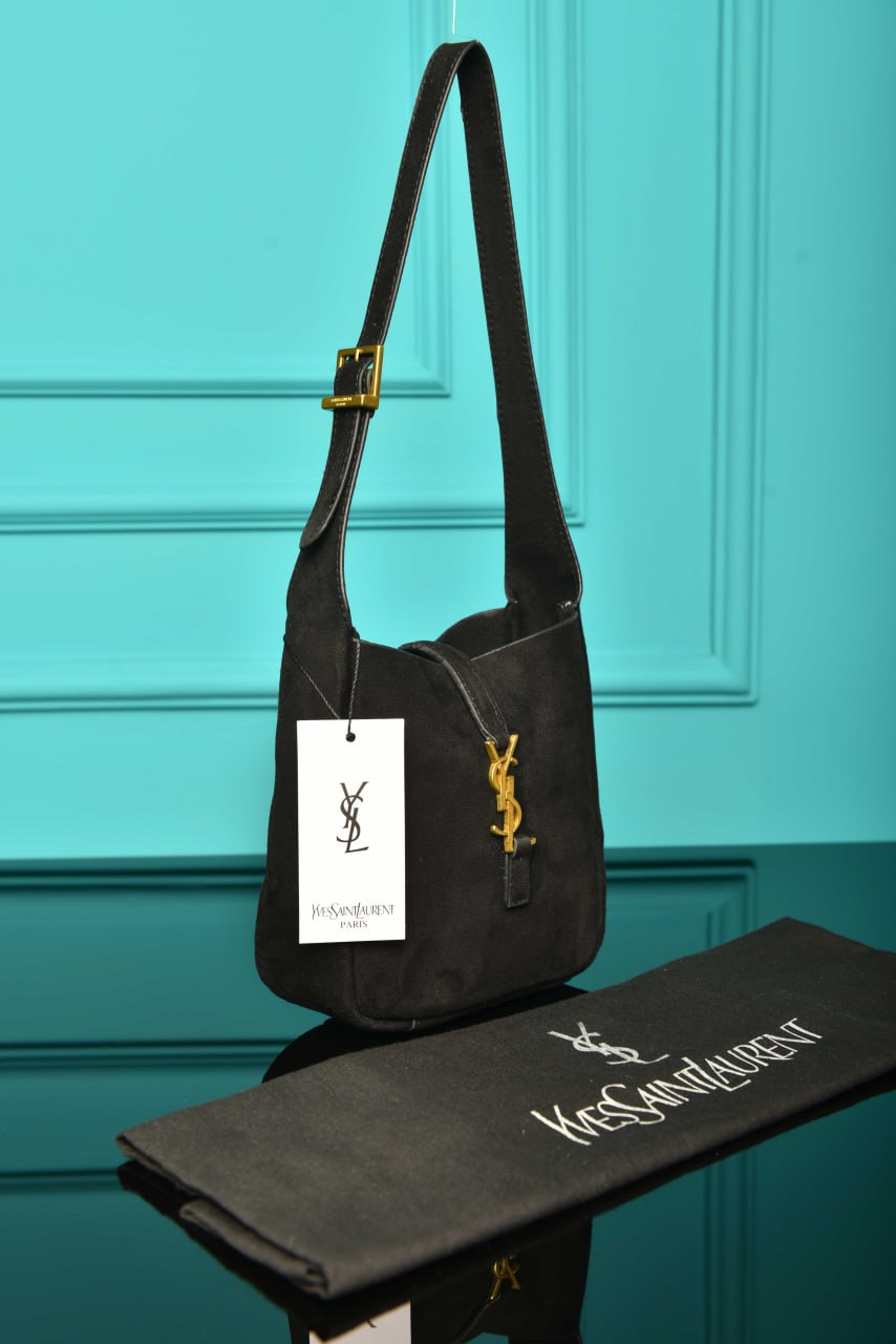 YS - Le 5 A 7 Micro Made of Grained Leather Bag in Suede