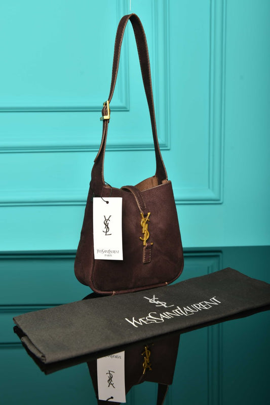 YS - Le 5 A 7 Micro Made of Grained Leather Bag in Suede