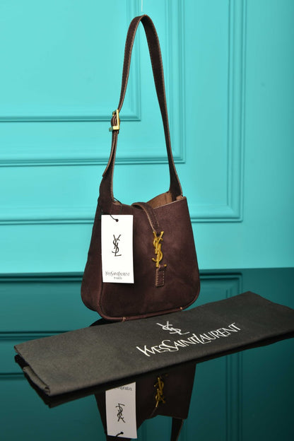 YS - Le 5 A 7 Micro Made of Grained Leather Bag in Suede