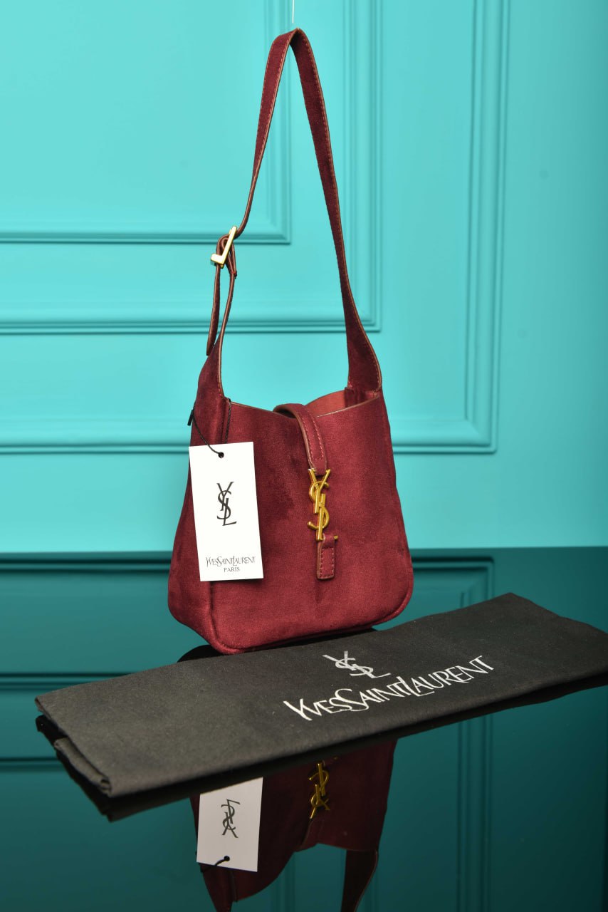 YS - Le 5 A 7 Micro Made of Grained Leather Bag in Suede
