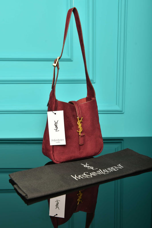 YS - Le 5 A 7 Micro Made of Grained Leather Bag in Suede