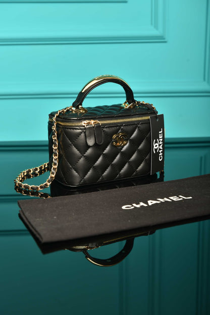 CH - Quilted Small Lambskin Vanity Case Bag